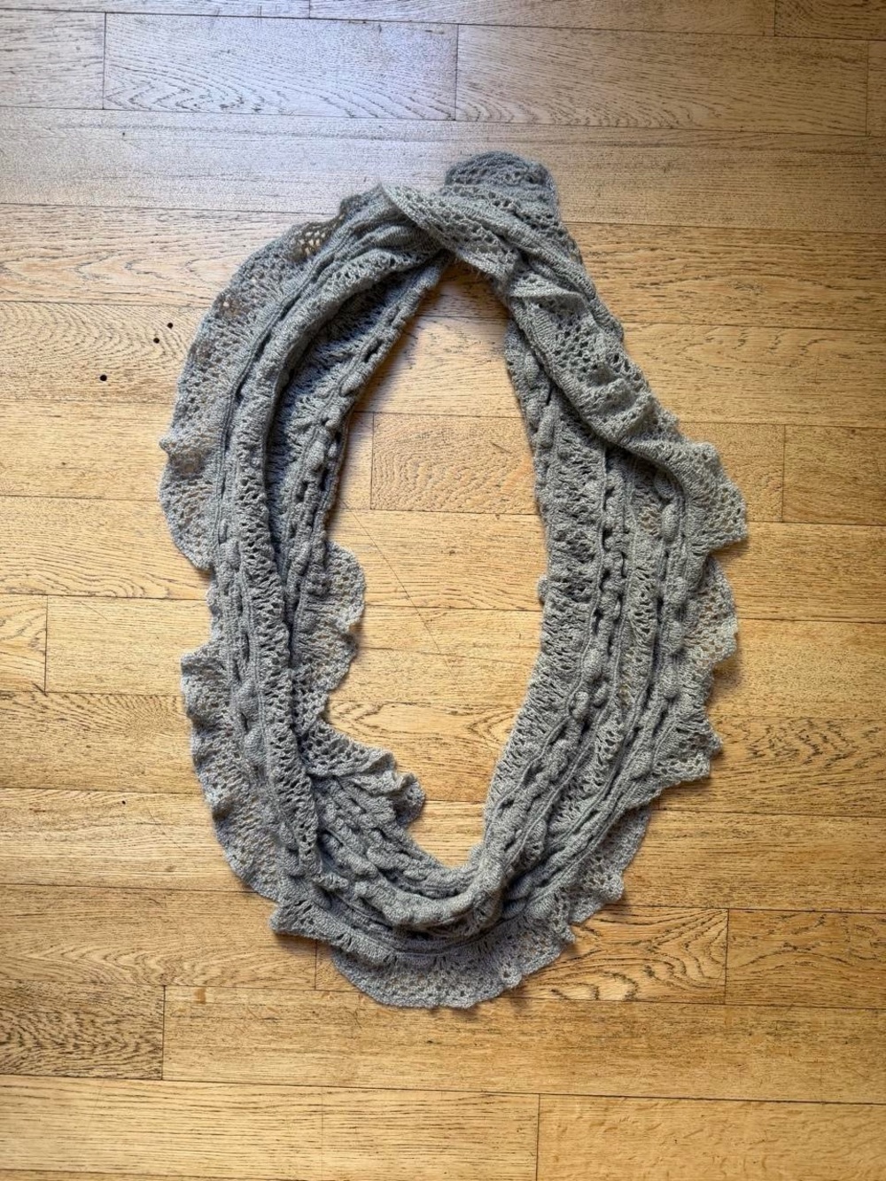 Women’s Lightweight Gray Crochet Infinity Scarf